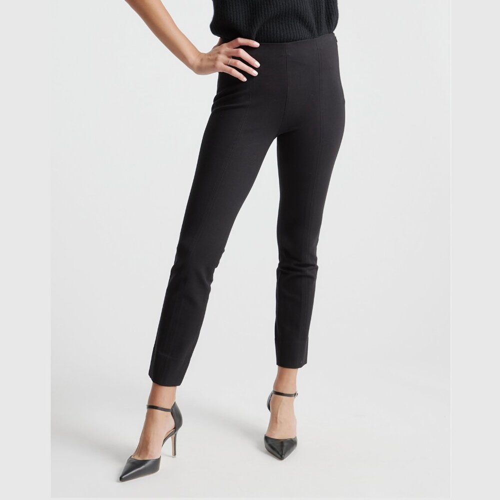 Quince Ultra-Stretch Ponte Pintuck Side Zip Elastic Waist Ankle Dress Pants 4 6